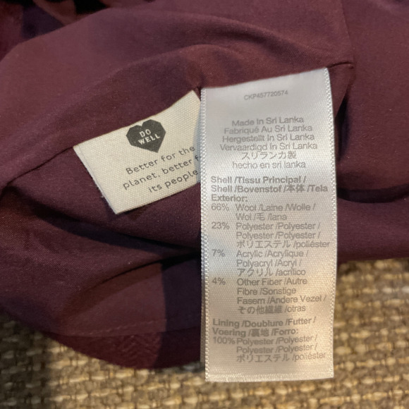 Madewell Zipper Burgandy Wool Blend Skirt Mini Length Size 6 - Picture 4 of 4